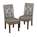 Carter 5 Tuft Kd Dining Chair Set Of 2 Dark Grey Wood Metal