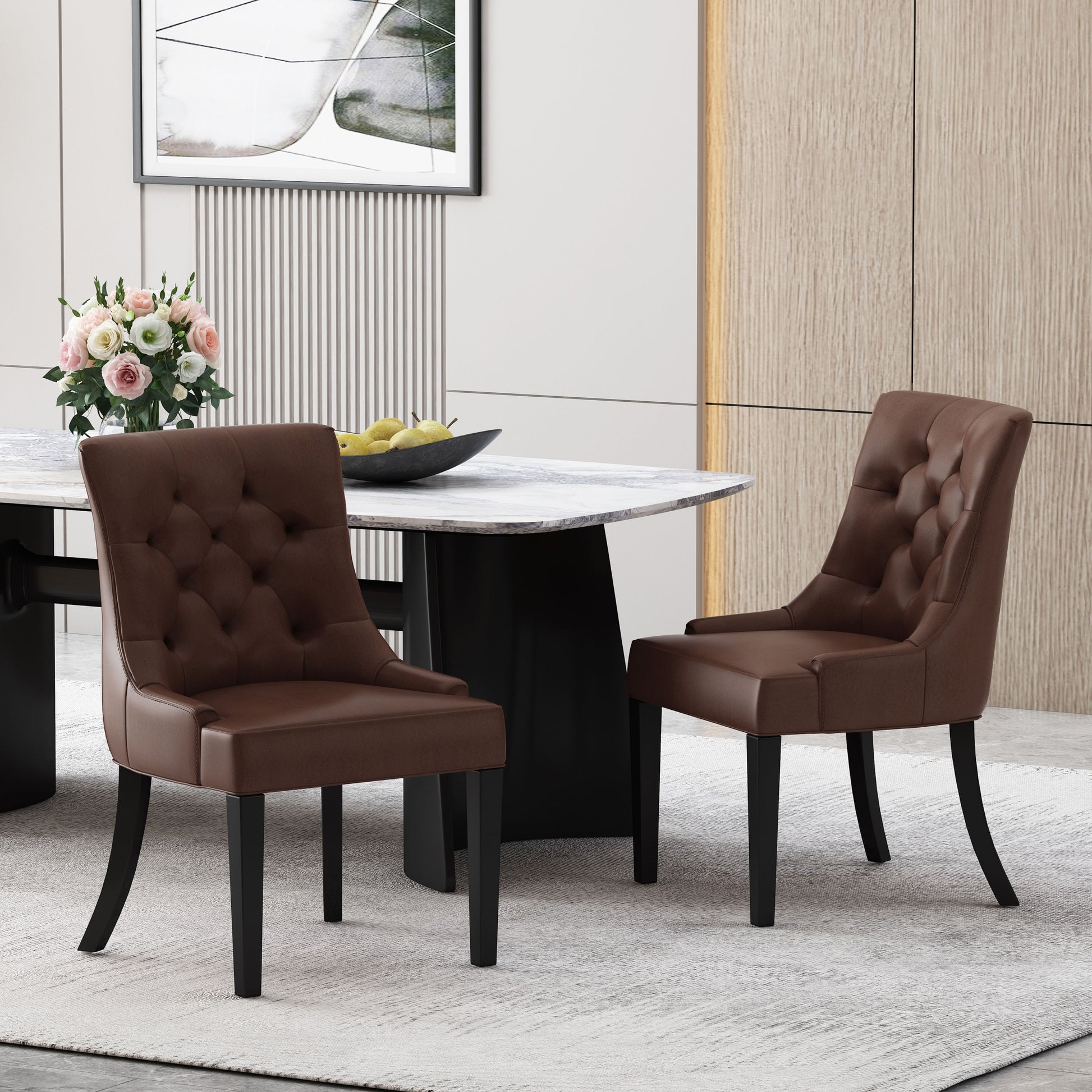 Cheney Dining Chair Kd Mp2 Set Of 2 Dark Brown Pu