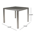 Outdoor Dining Table Anodized Aluminum Wicker Table Top Square Silver And Gray 35