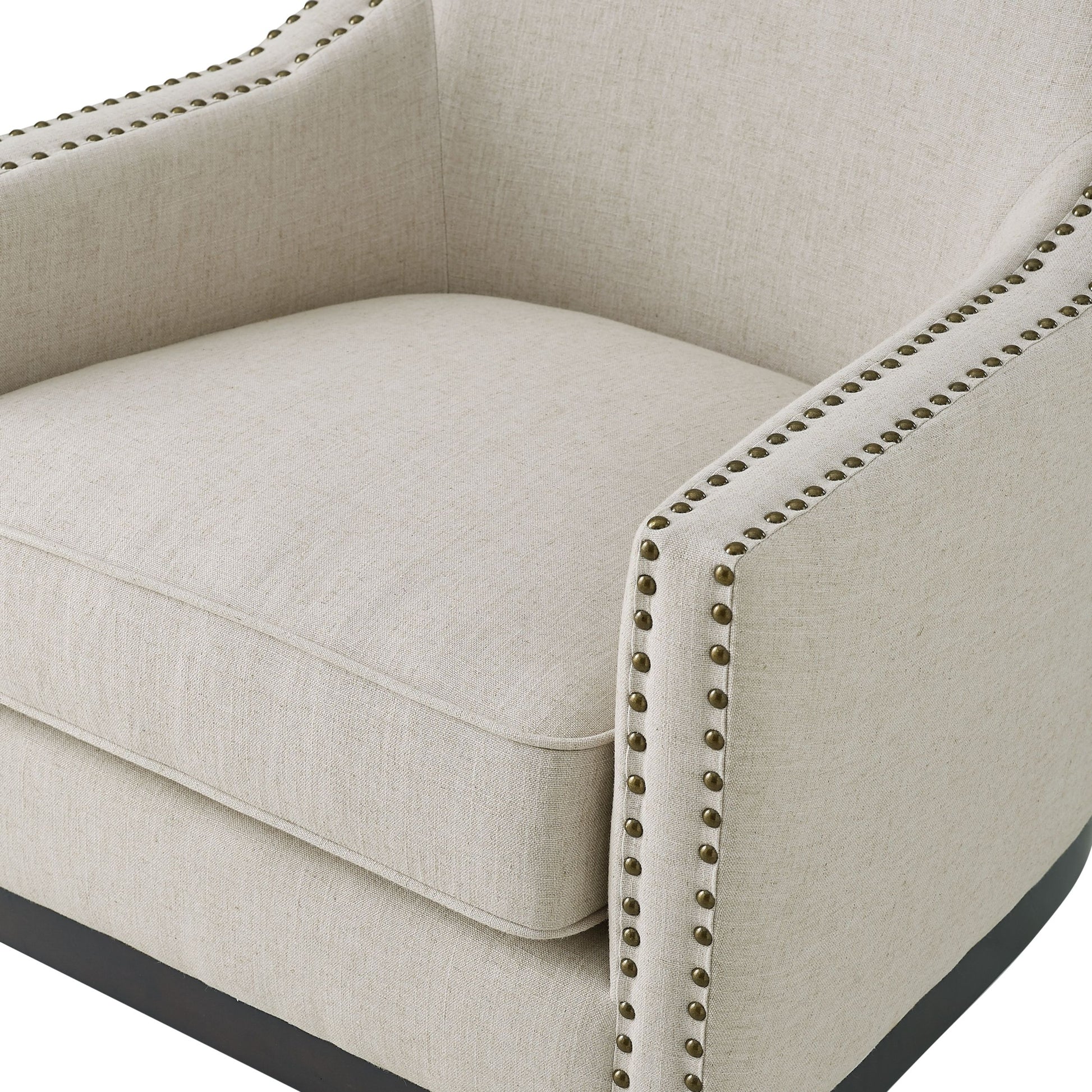 Roswell Linen Wingback Chair Pearl Silver White Faux Leather