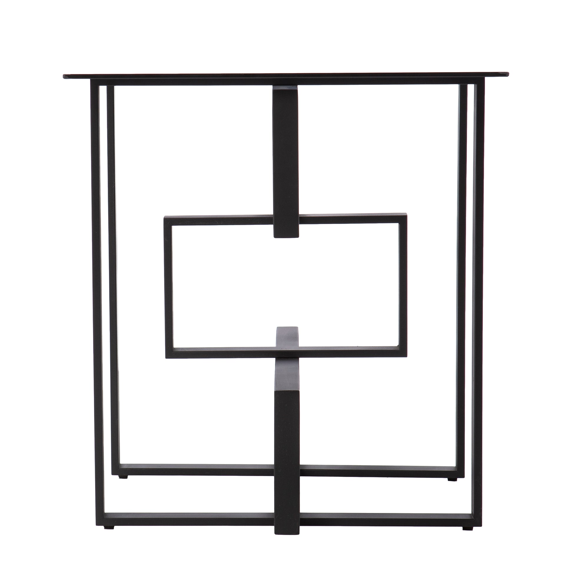 Clanlin Glass Top Accent Table Black Iron