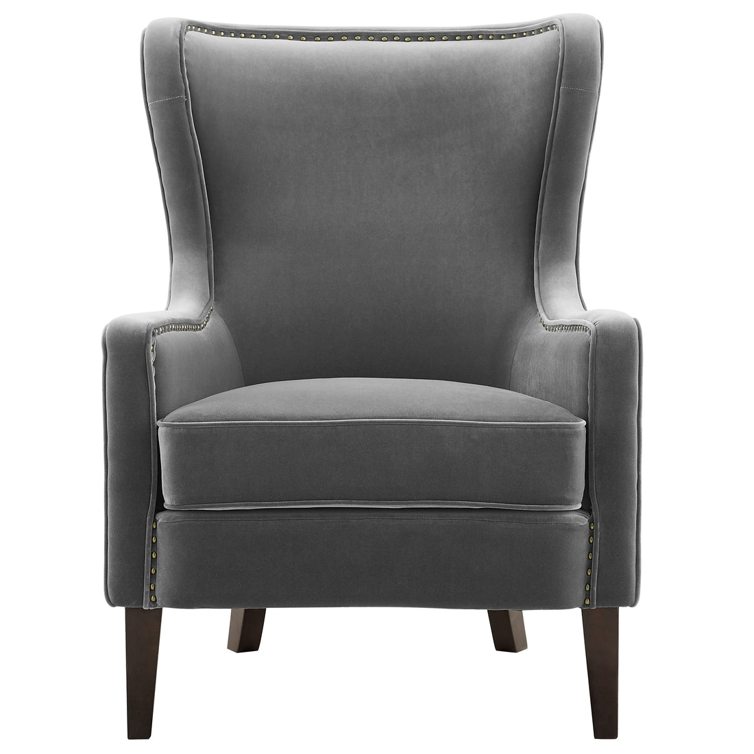 Rosco Velvet Wingback Chair Charcoal Charcoal Faux Leather