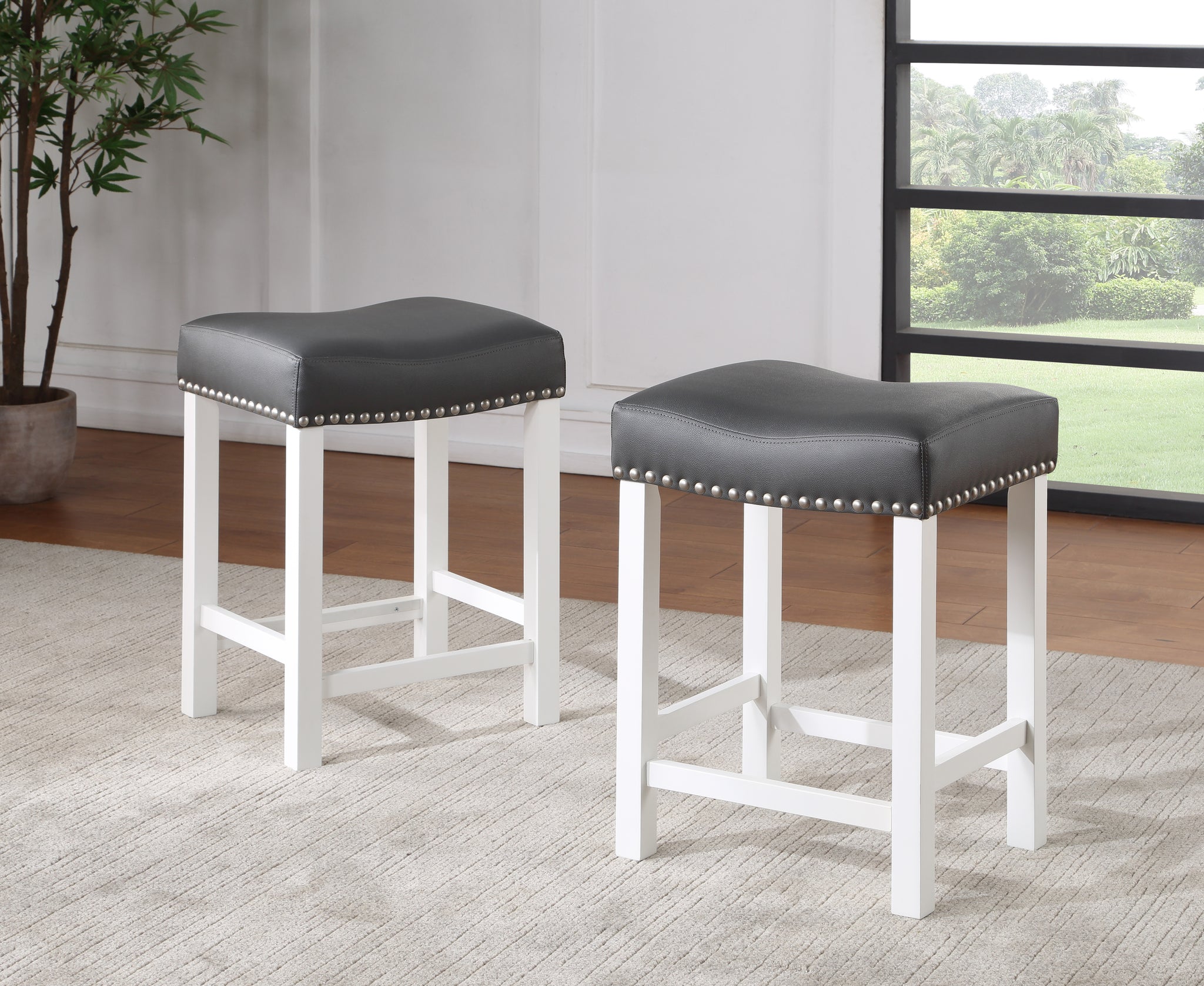 Zermatt Counter Stool Set Of 2 White White Wood