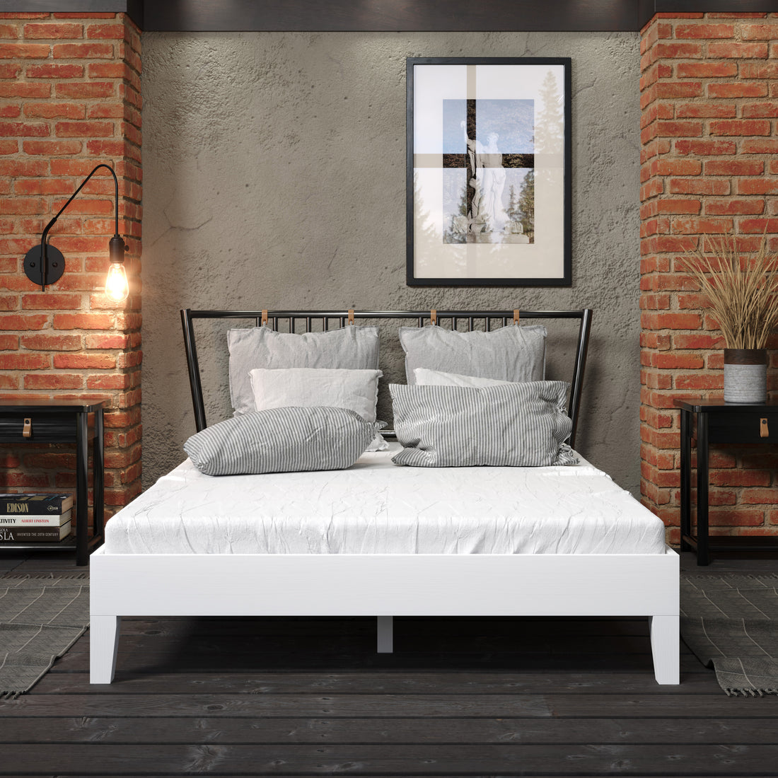 Nix Full Platform Bed White Full White Wood