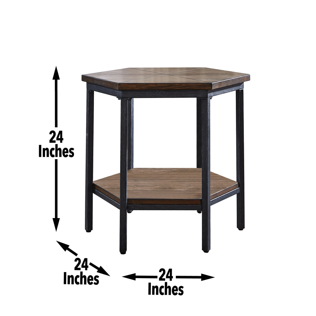 Ultimo Hexagon End Table Brown Brown Iron