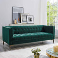 Isaac Channel Stitch Velvet Sofa Green Green Fabric 2 Seat