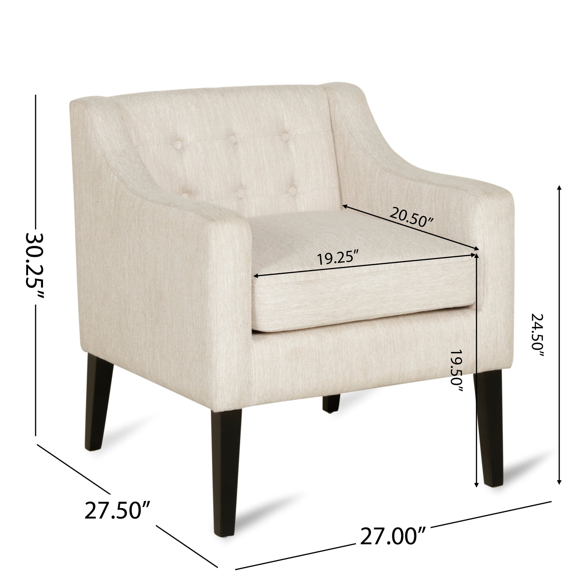 Accent Chair Beige Fabric