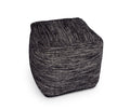 Omari Square Handwoven Woolen Pouf Black Black Fabric