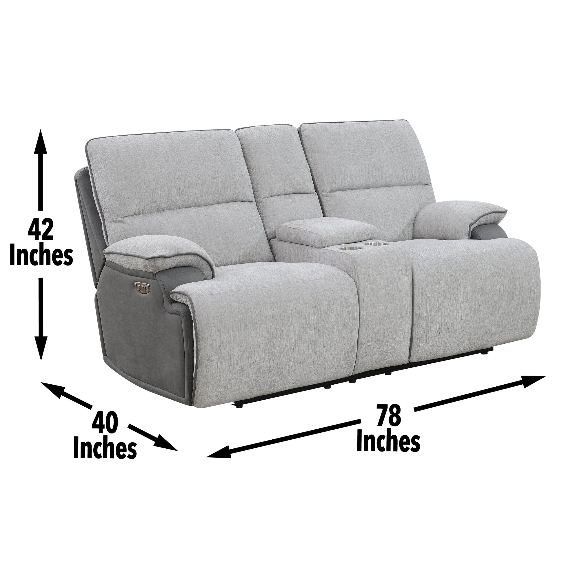 Cyprus 3 Piece Reclining Living Room Set Gray Gray Fabric