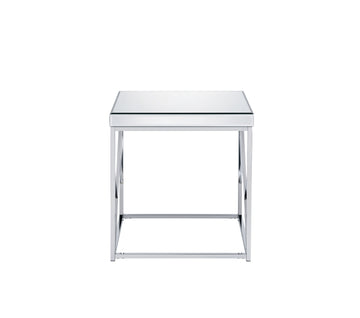 Evelyn Mirror Top End Table Silver Silver Iron