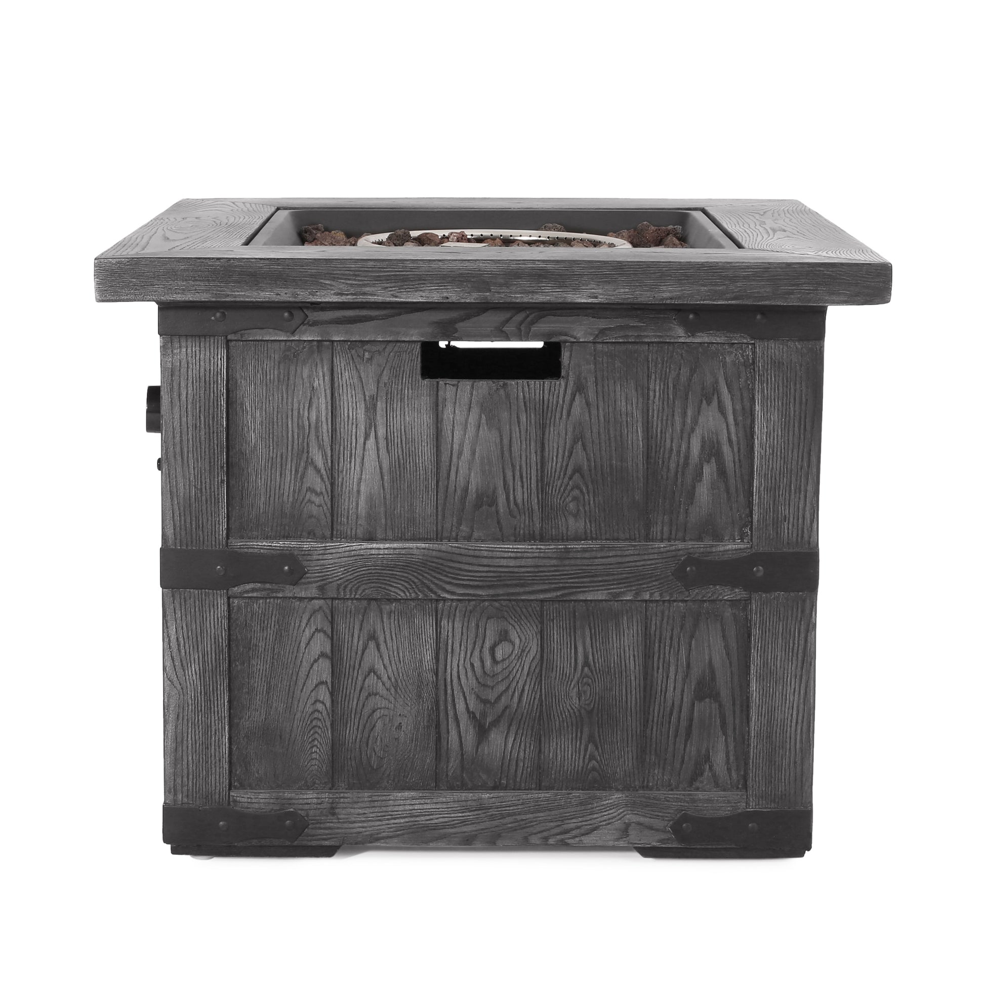 Outdoor Patio 24.5" H X 30" W Square Gas Burning Concrete Fire Pit 40, 000 Btu, Fire Pit Table With Tank Inside, Grey Grey Magnesium Oxide