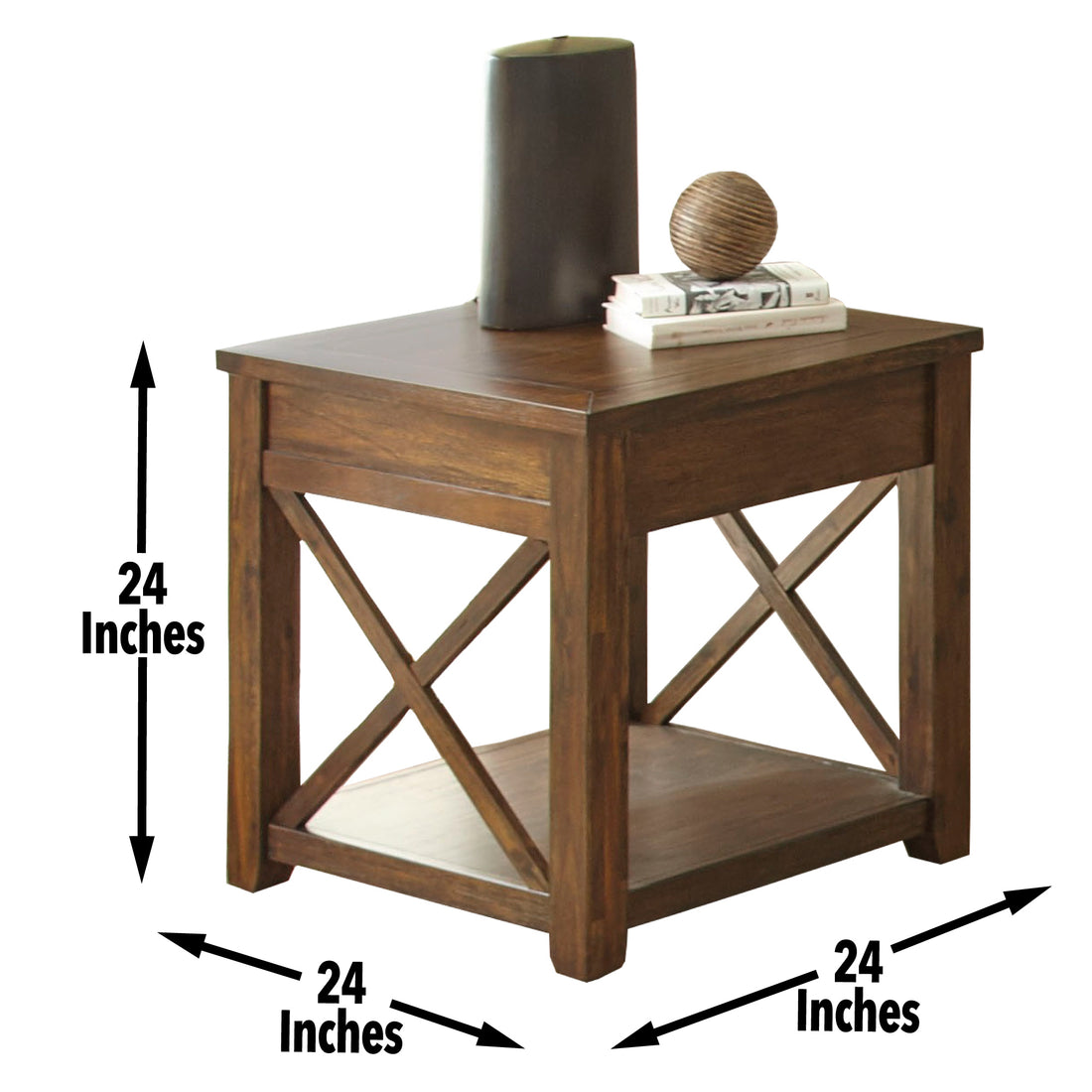 Lenka End Table Brown Brown Wood