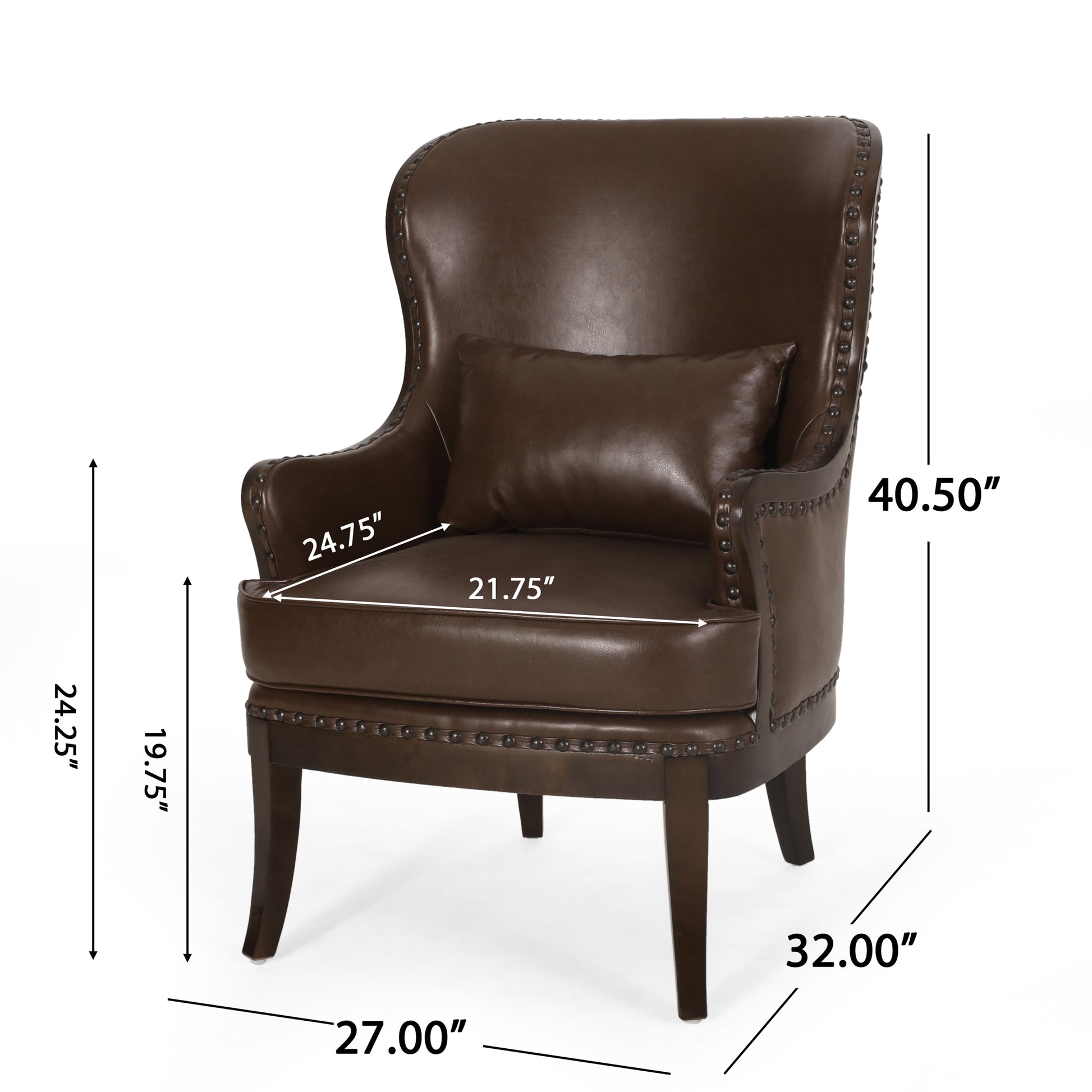 Accent Chair Dark Brown Pu
