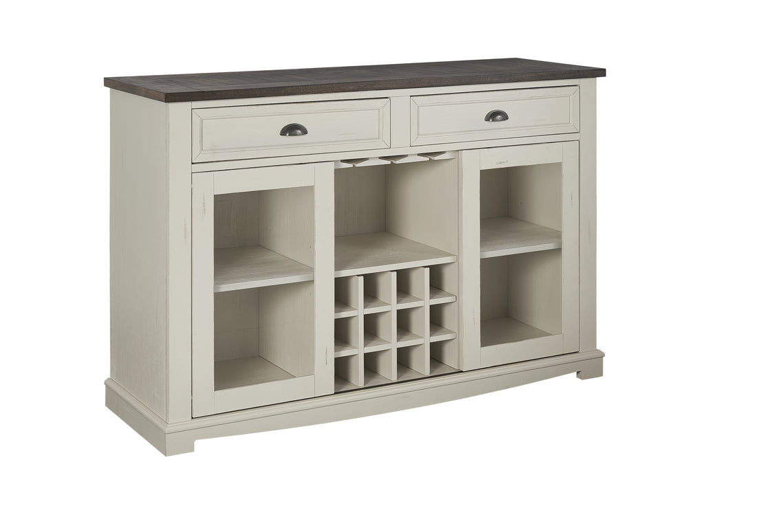 Cayla Server Dark Oak & White - White Wood