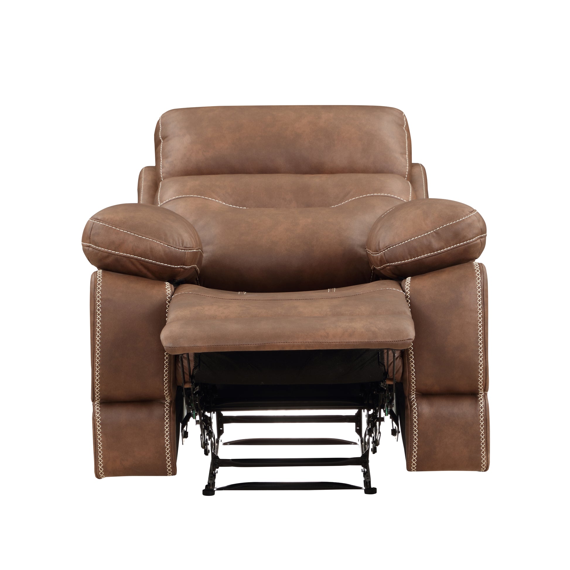 Rudger Manual Recliner Chair Brown Dark Brown Wood