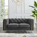Charlene Velvet Loveseat Gray Dark Gray Fabric