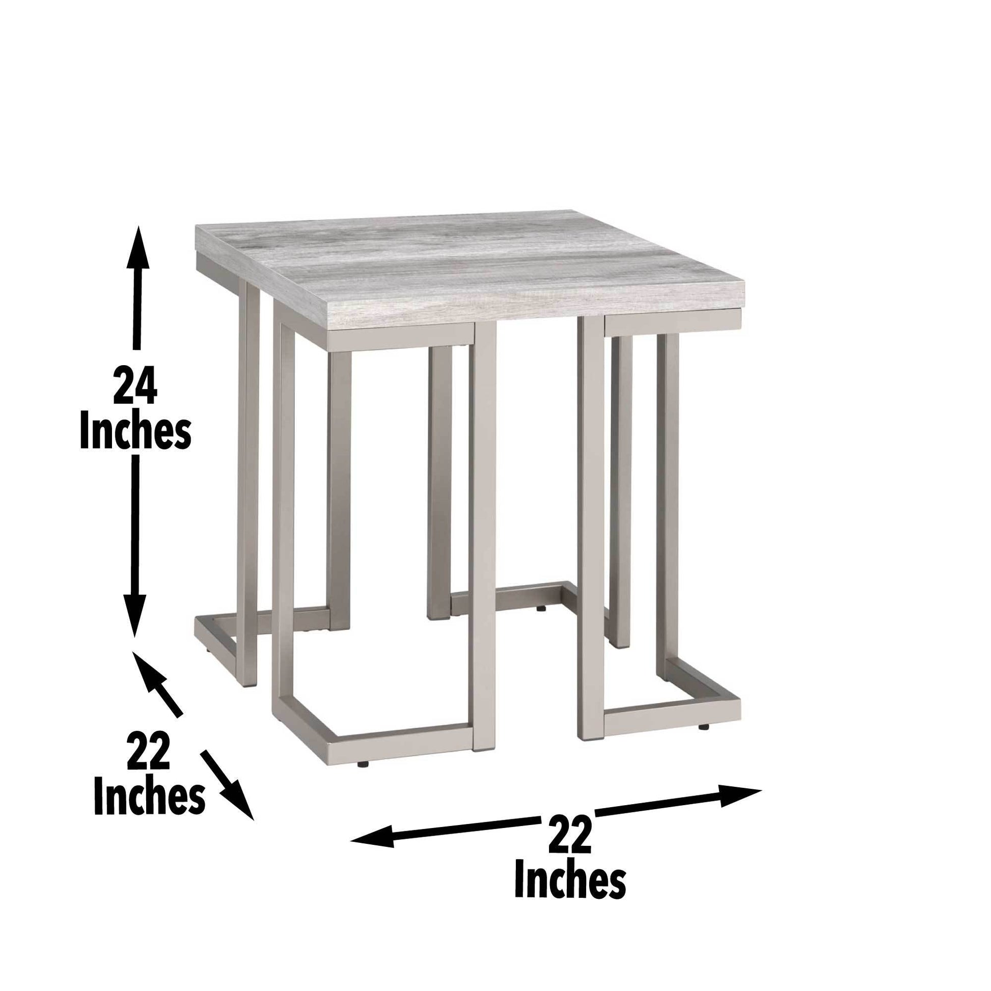 David End Table White White Iron