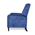 Oversized Textured Fabric Pushback Recliner, Navy Blue And Dark Brown Navy Blue Fabric