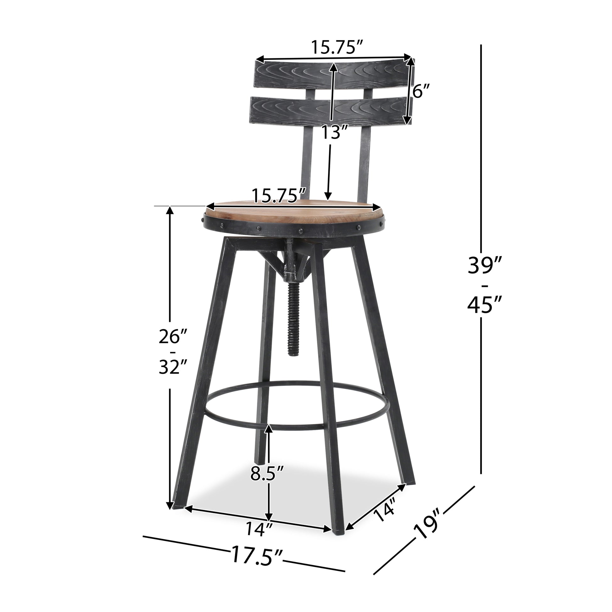 Metal Chair With Wooden Seat Black Metal & Wood