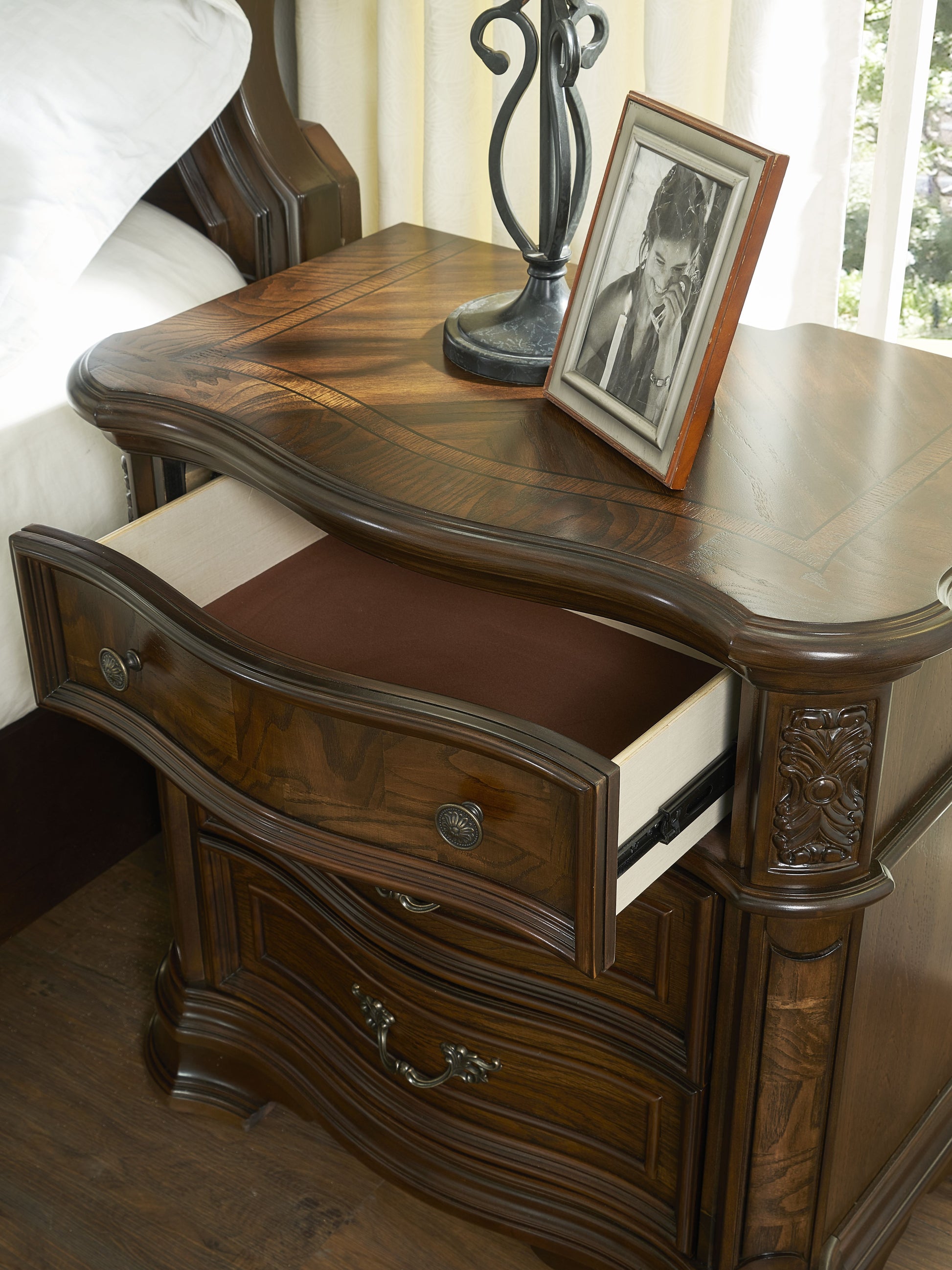 Royale Nightstand With Usb And Power Outlet Dark Brown Dark Brown Wood