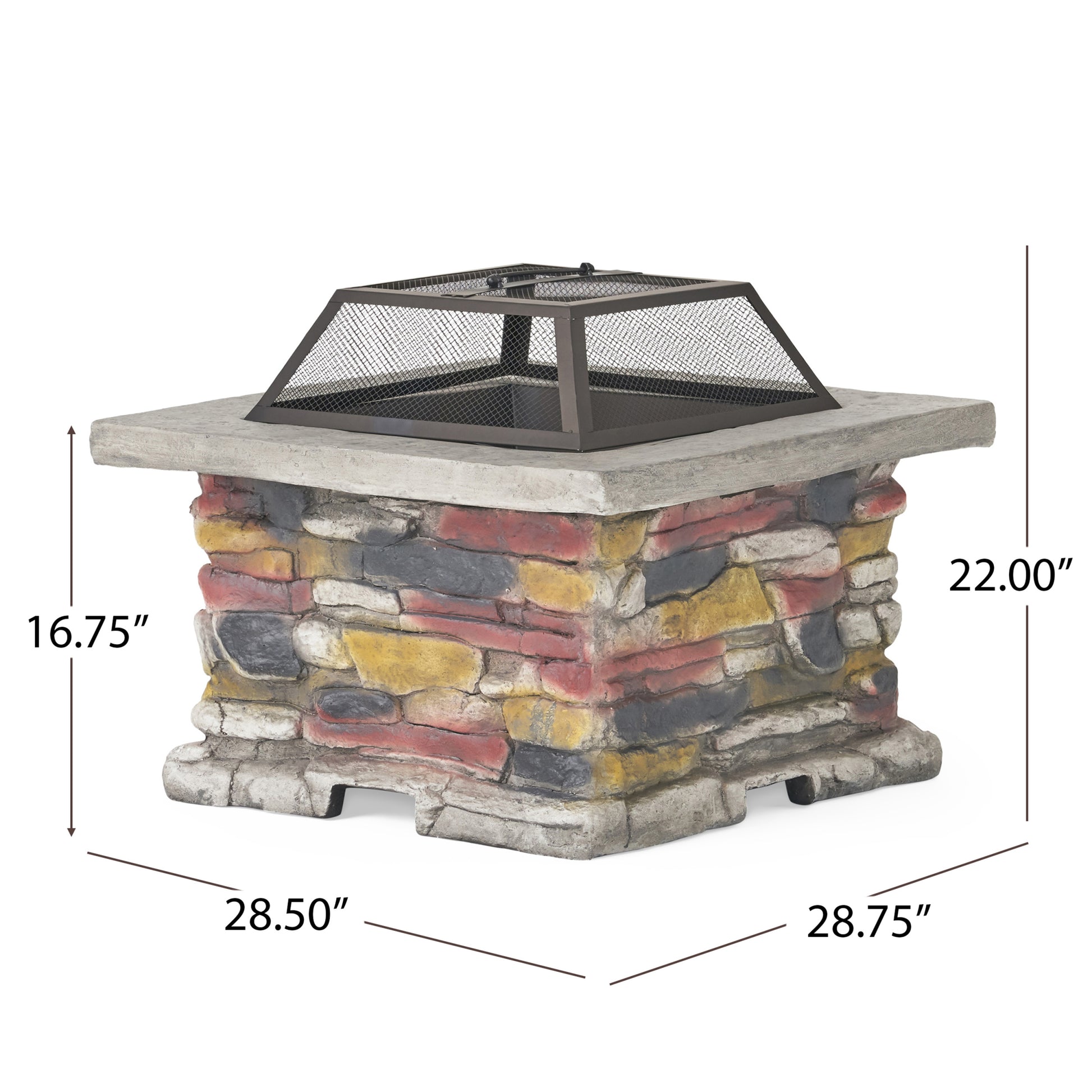 28" Concrete Wood Burning Outdoor Fire Pit Table With Lid Stone Gray Stone Gray Magnesium Oxide