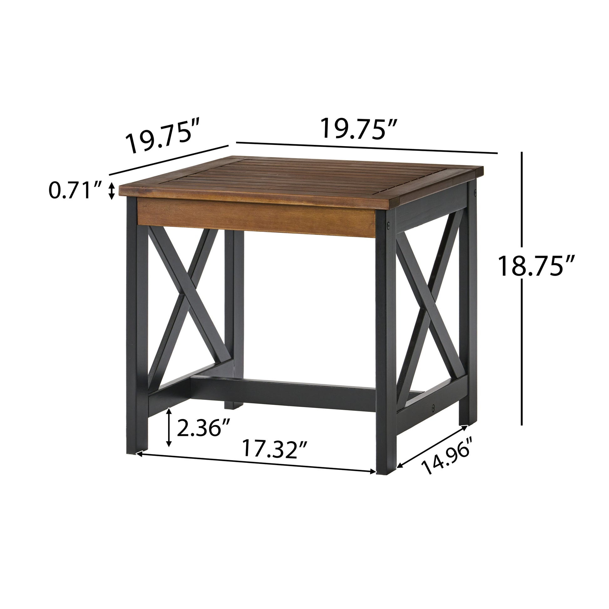 Farmhouse End Table Black Brown Wood