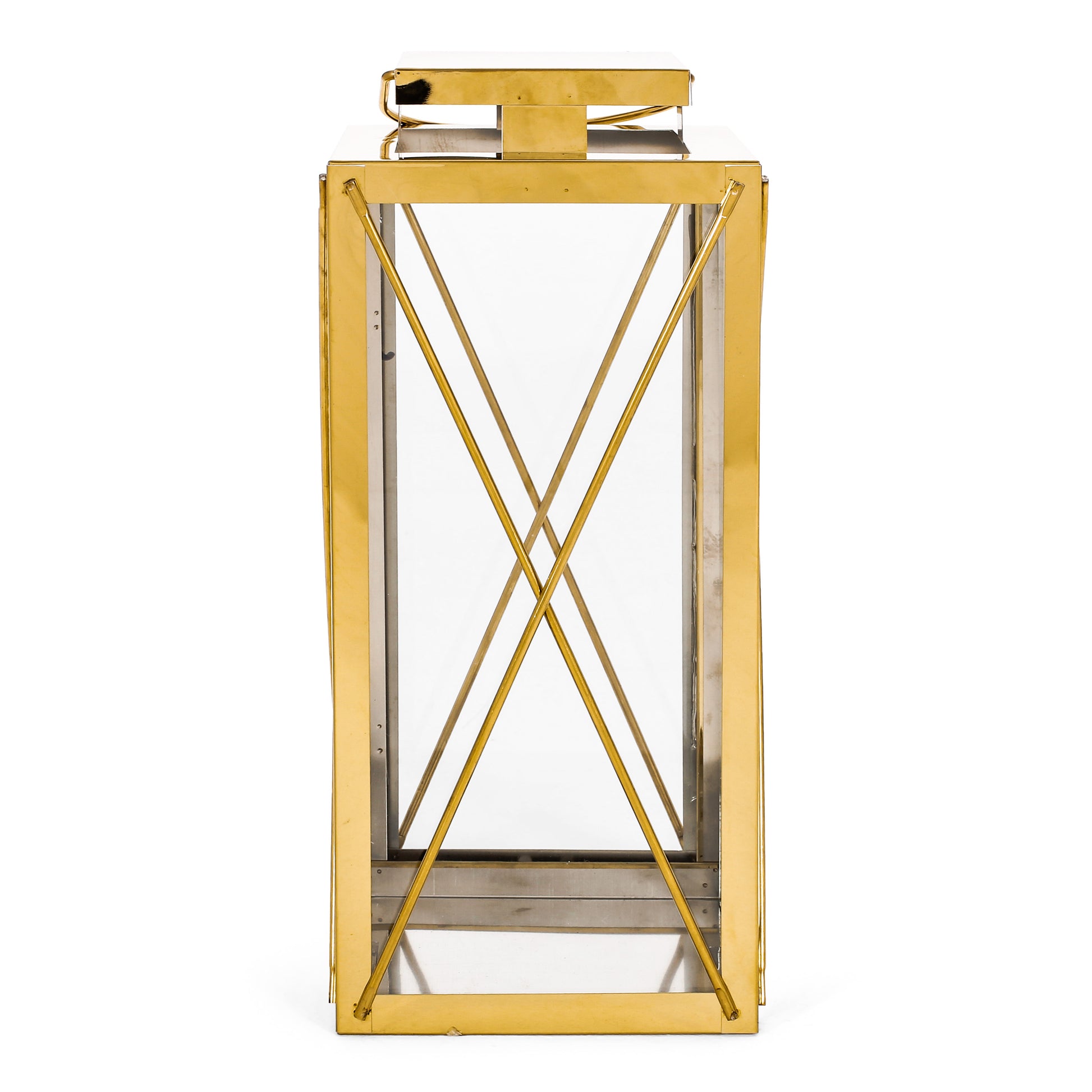 Deborah 14"H Stainless Steel Lantern Gold Stainless Steel