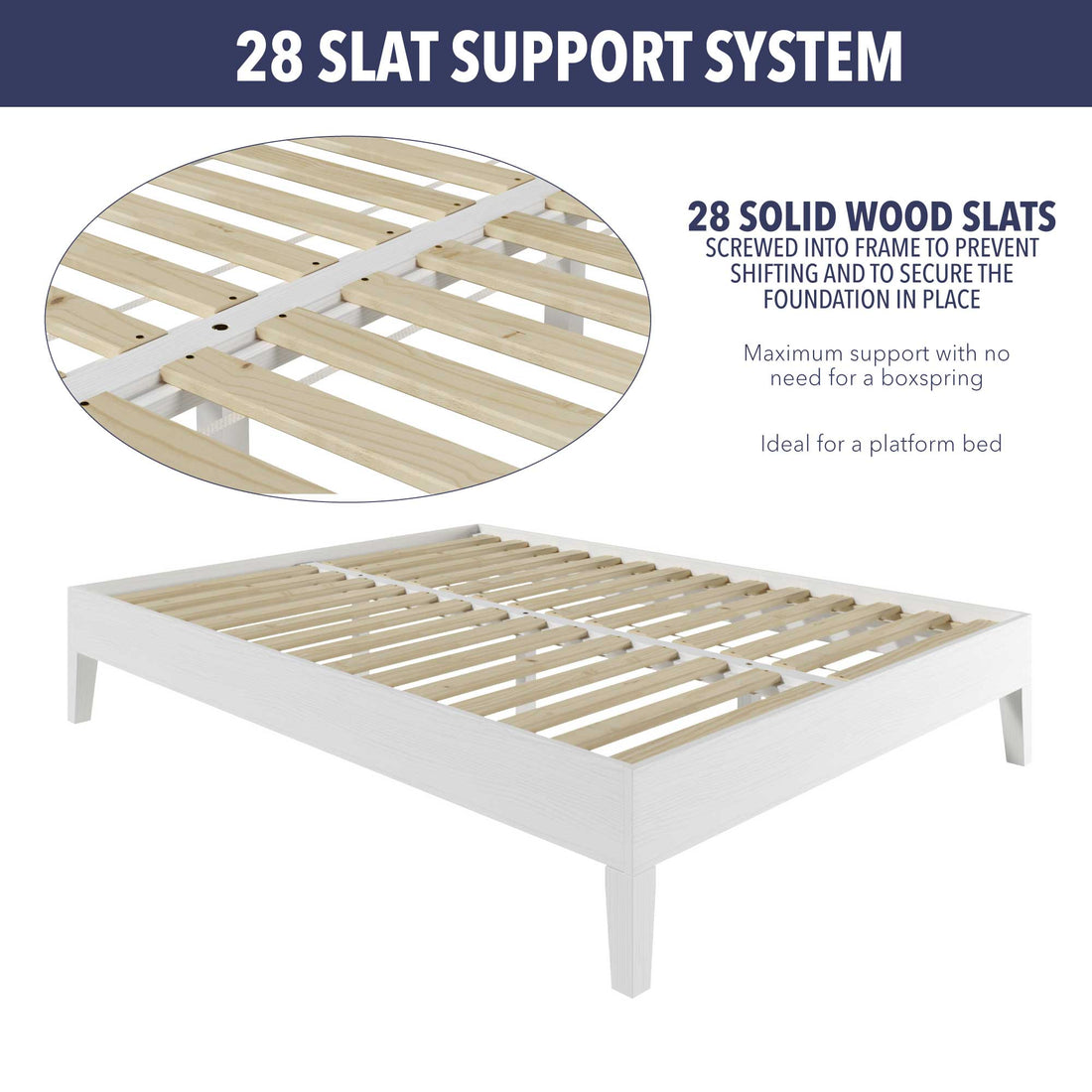 Nix Full Platform Bed White Full White Wood