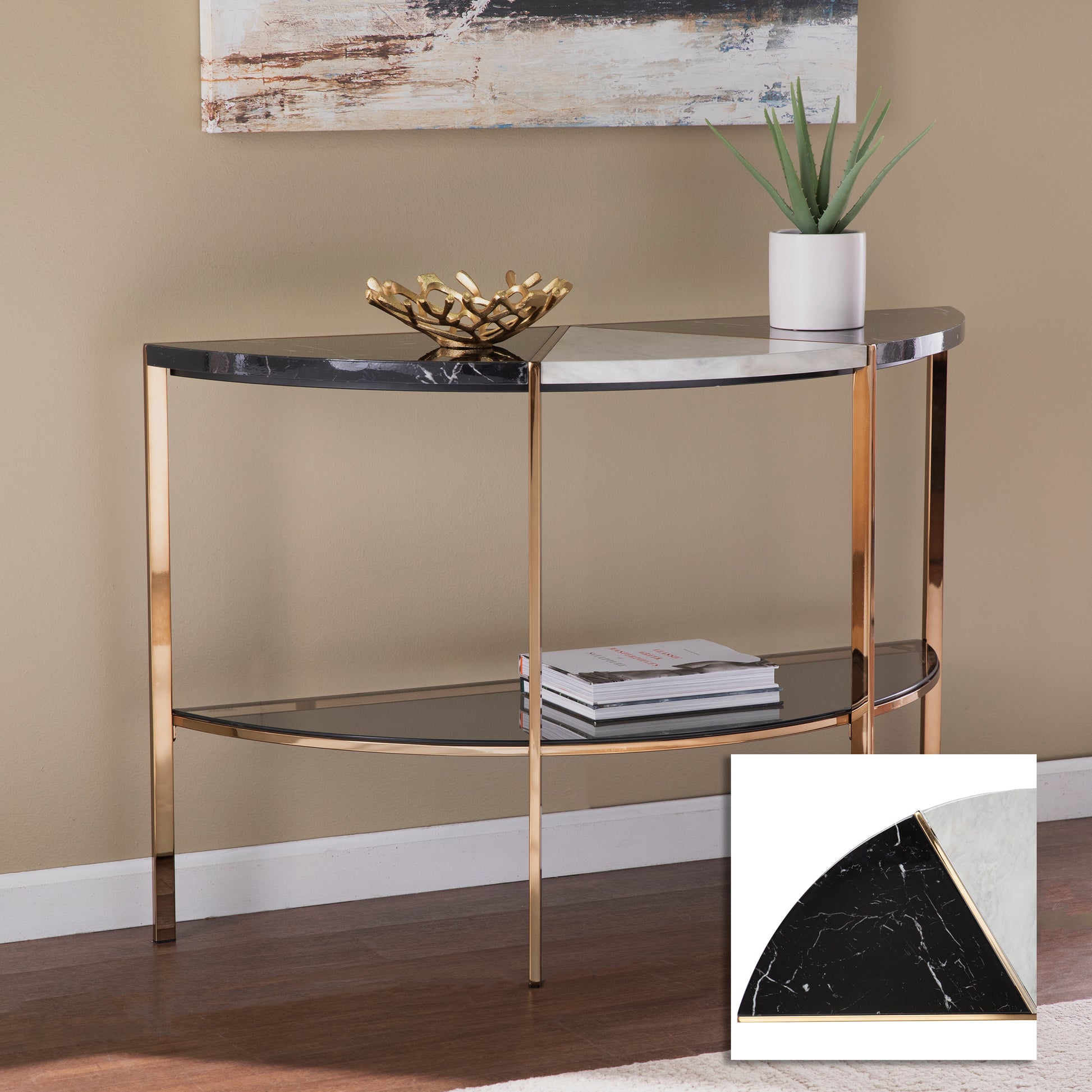 Cortinada Demilune Console Table Black Iron