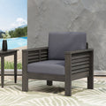 Outdoor Acacia Wood Club Chairs With Cushions, Dark Gray, 27.75