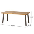 Della Acacia Wood Dining Table, Natural Stained With Rustic Metal, Brown, Grey Natural Acacia Wood