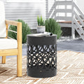 Metal End Table Large Black Iron