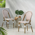 French Bistro Chair Brown White Rattan