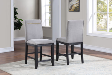 Yves Counter Chair Set Of 2 Gray Silver White Fabric