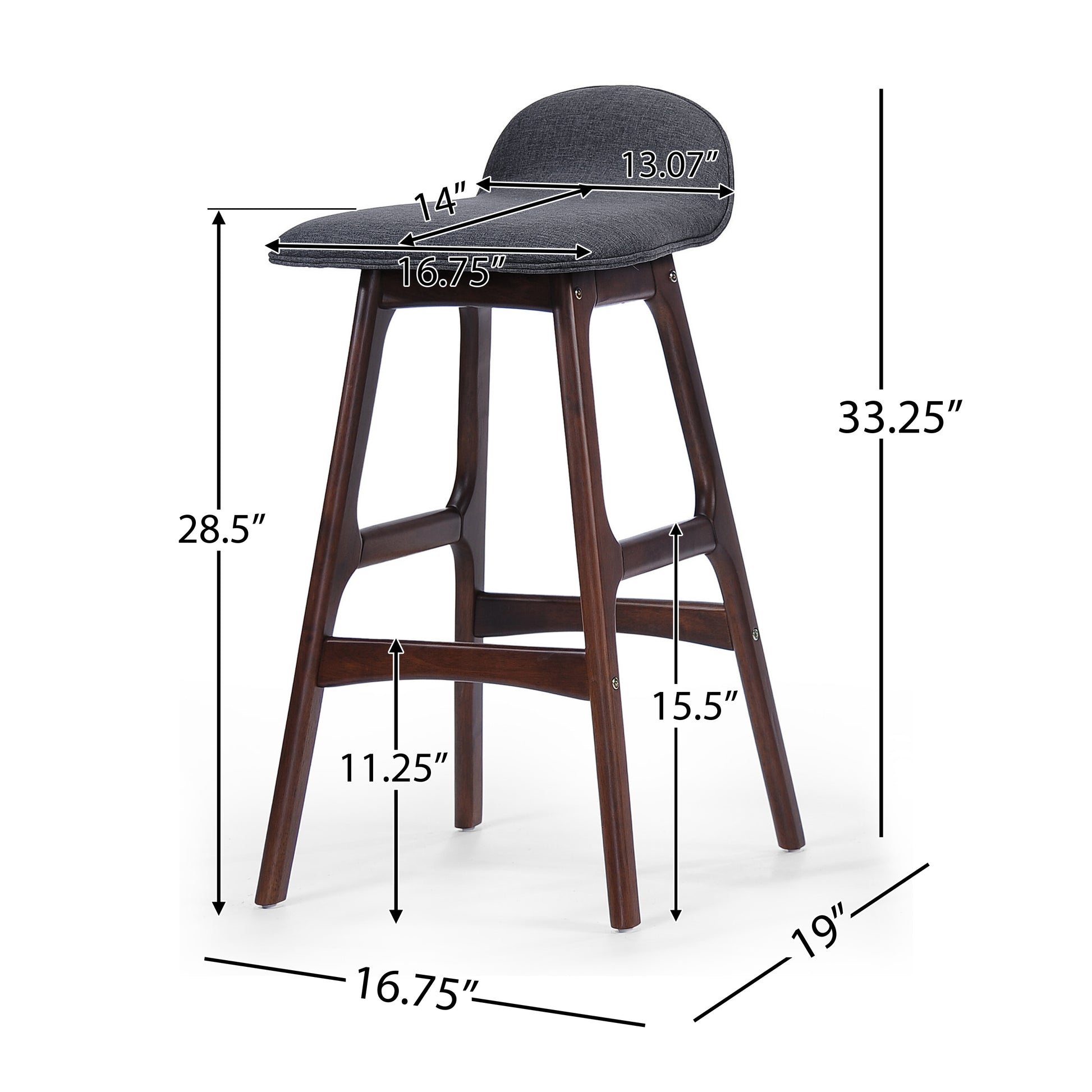 Bar Chair Charcoal Fabric