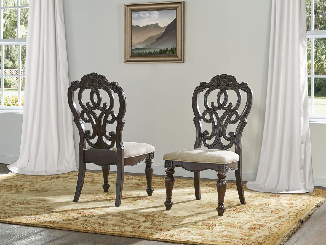 Royale Side Chair Set Of 2 Dark Brown Dark Brown Wood