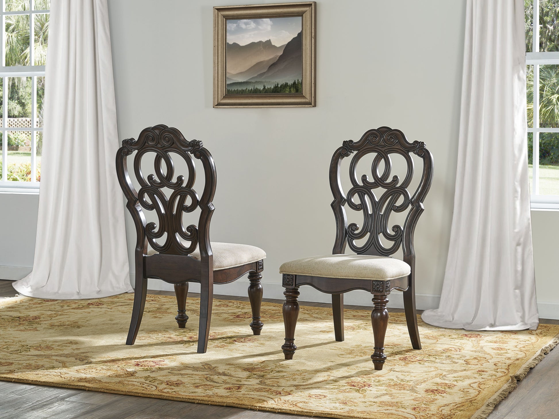 Royale Side Chair Set Of 2 Dark Brown Dark Brown Wood
