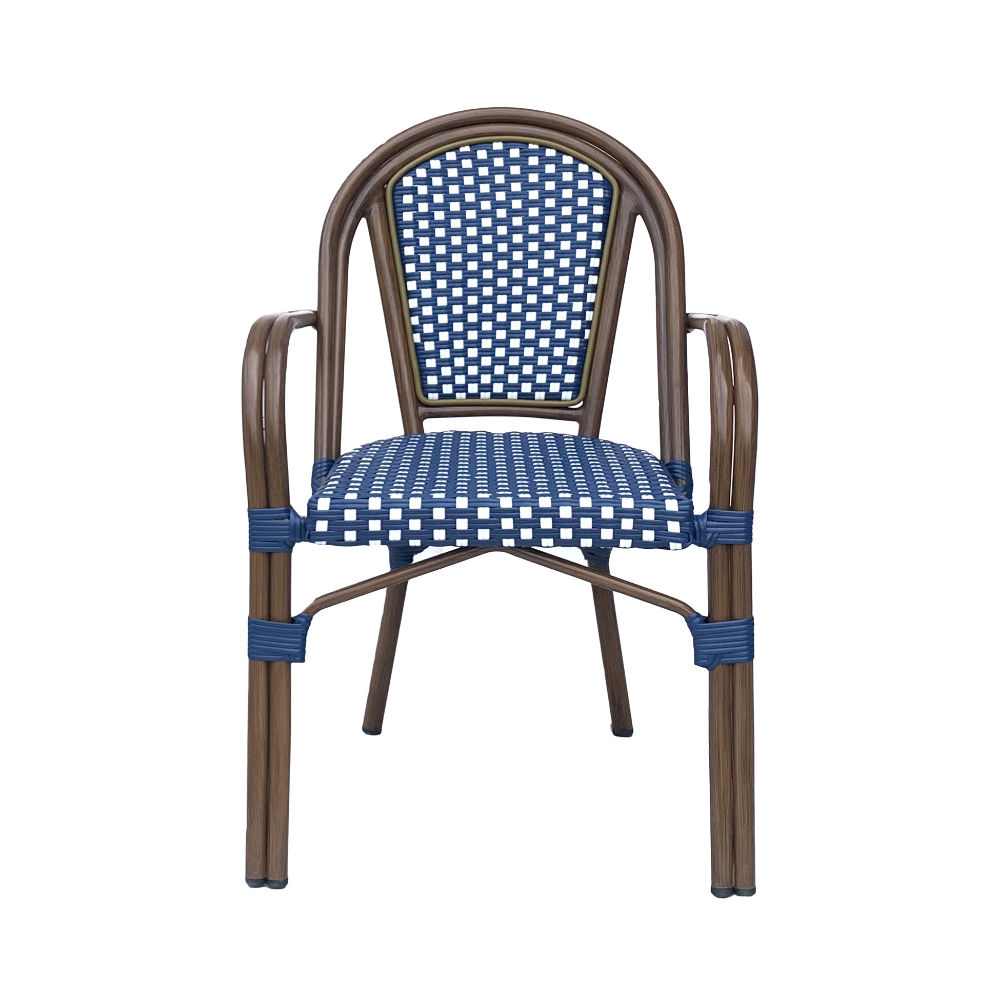 Bistro Chair White Navy Rattan