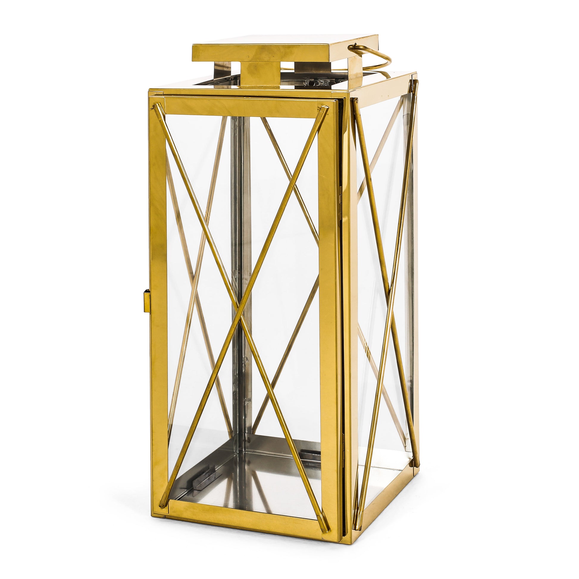 Deborah 14"H Stainless Steel Lantern Gold Stainless Steel