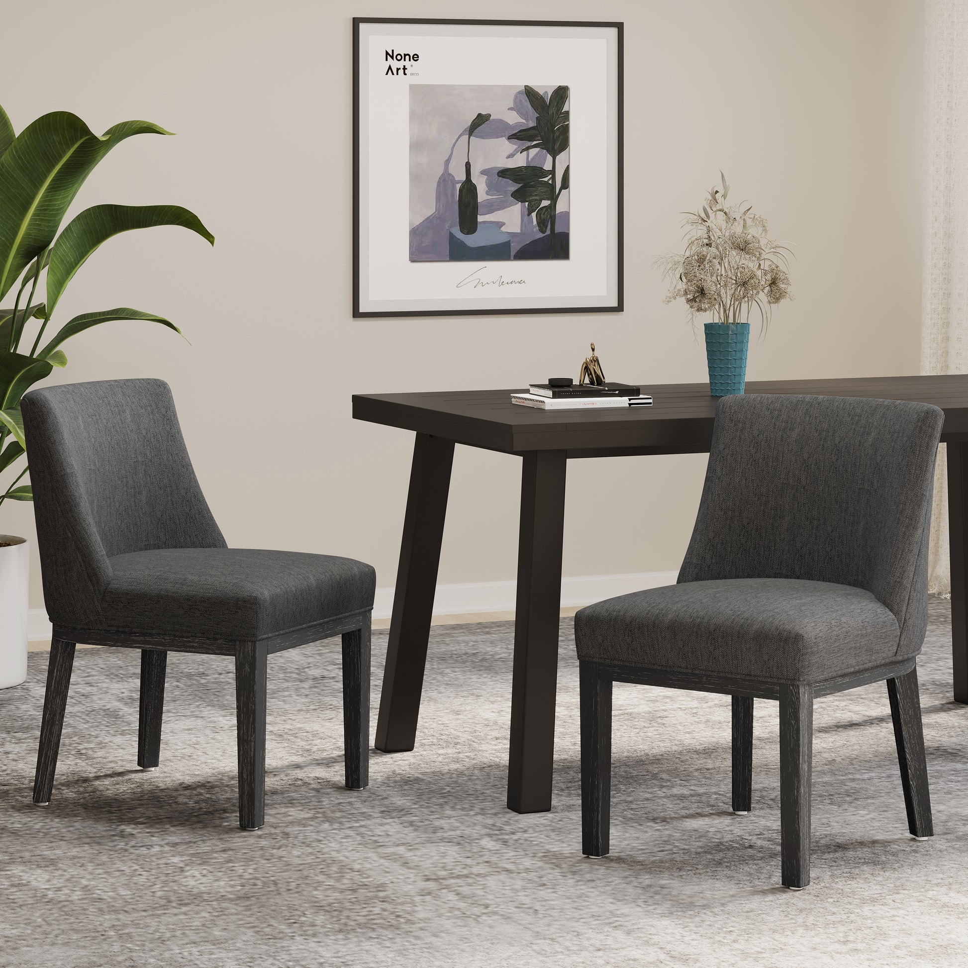 Dining Chair Mp2 Set Of 2 Charcoal Fabric