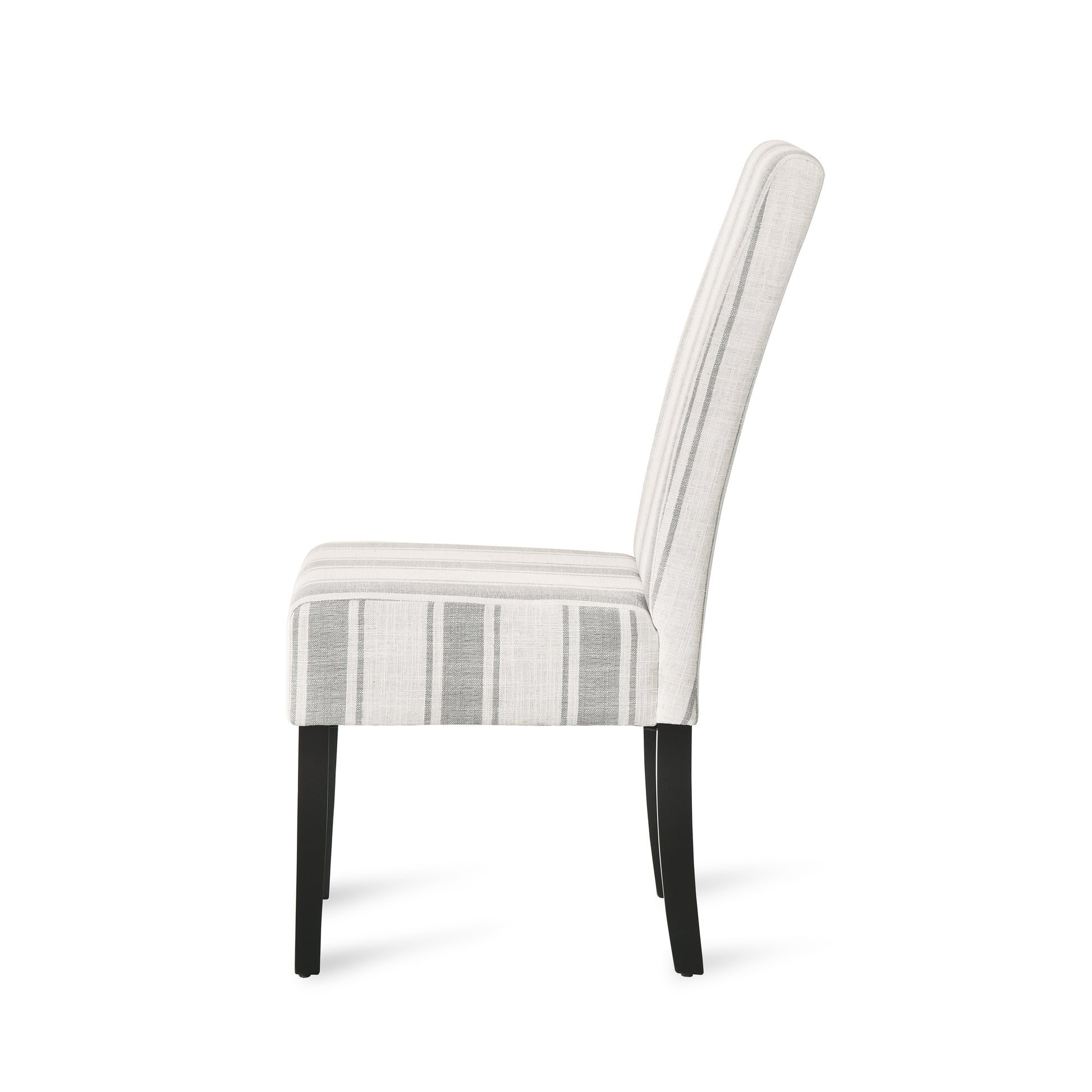 Dining Chair Grey Stripe Fabric