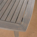 Outdoor Square Acacia Wood Table With Straight Legs, Gray Grey Acacia Wood