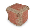 Jafar Square Handwoven Jute Pouf Red Red Fabric