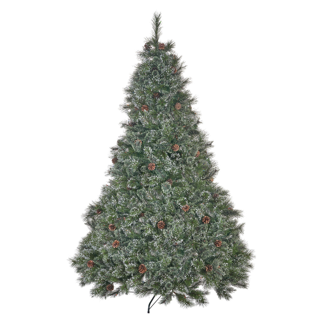 7' Faux Cashmere And Snow Bristle Mixed Tree With 75Pine Cones And 900Multi Lights Ul,1233Tips,D Green Pvc