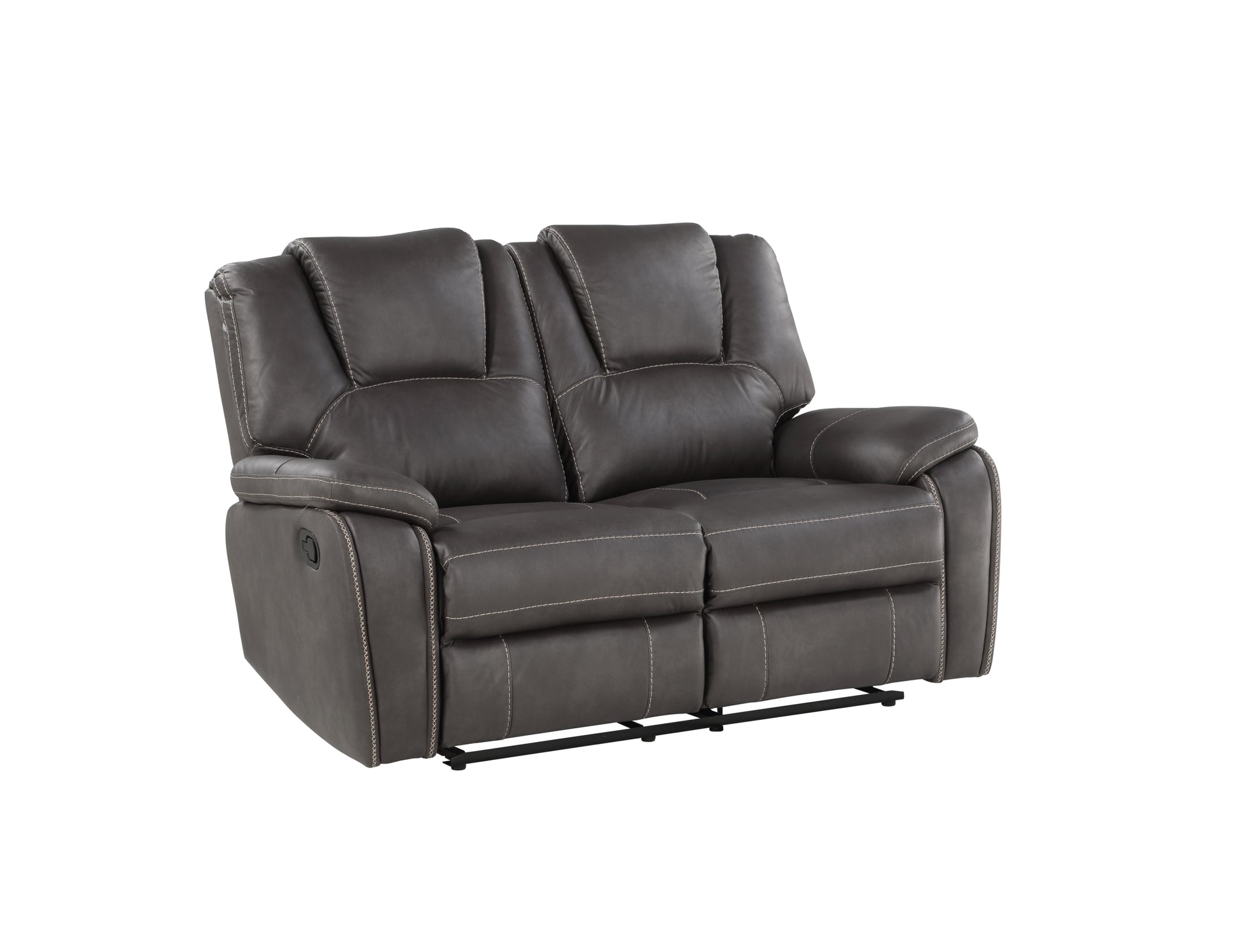 Katrine Charcoal Pu Manual Loveseat Black Black Faux Leather 2 Seat