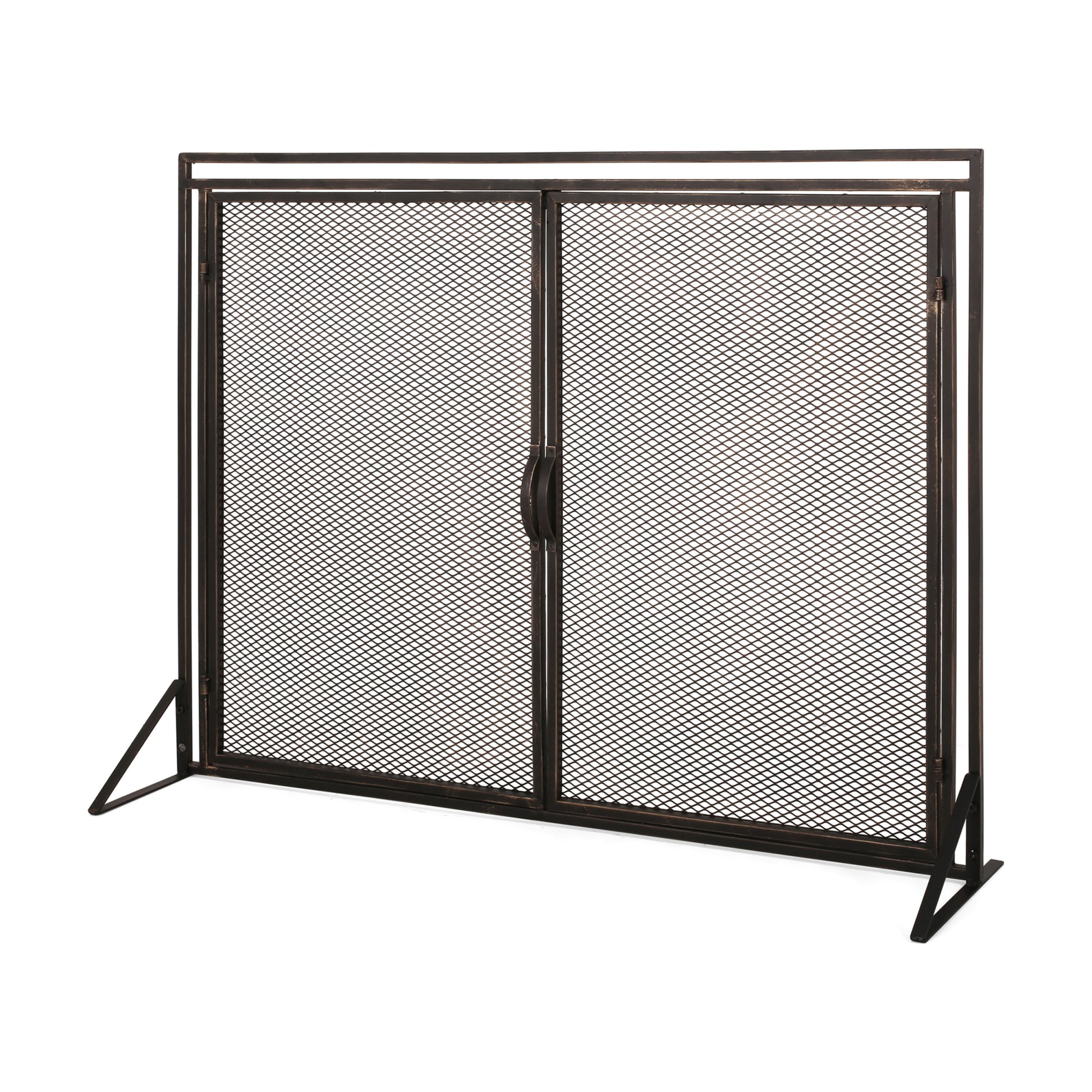 Fireplace Screen Black Gold Iron