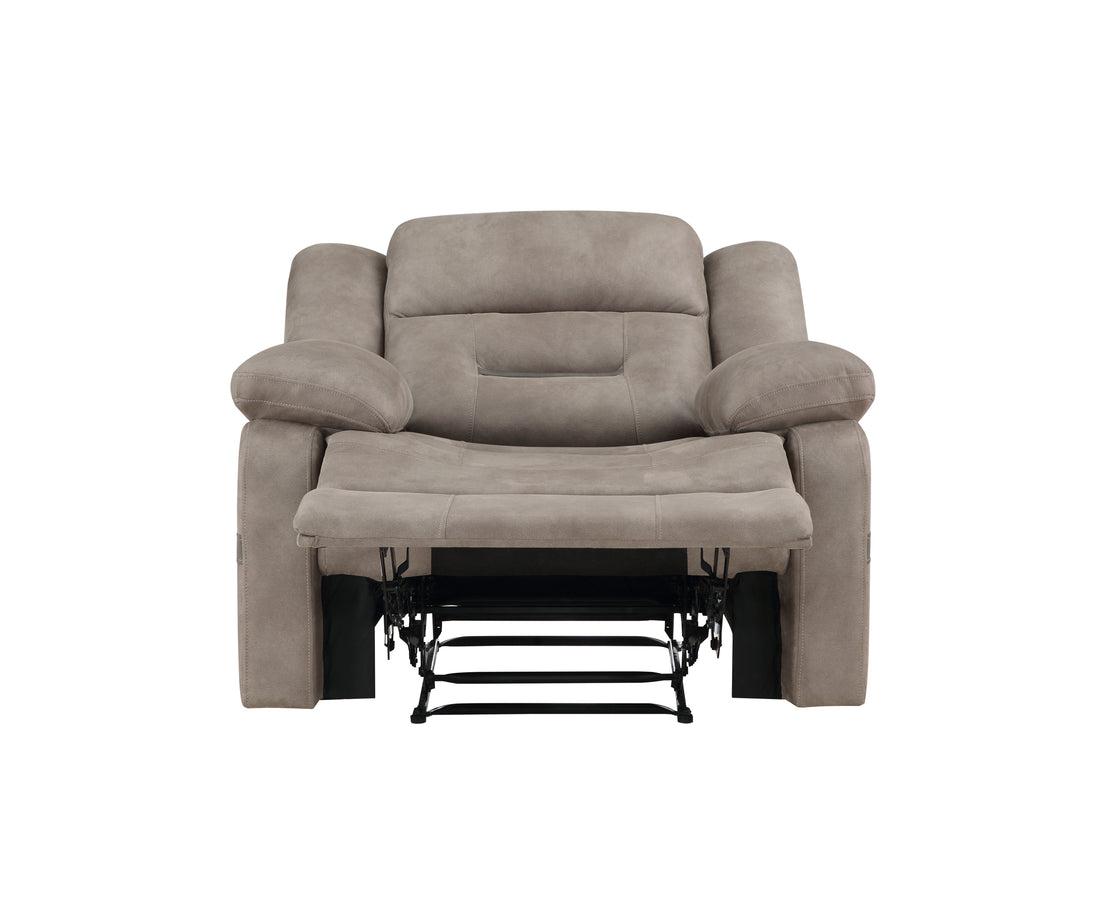 Abilene Manual Reclining Chair Tan Dark Gray Wood