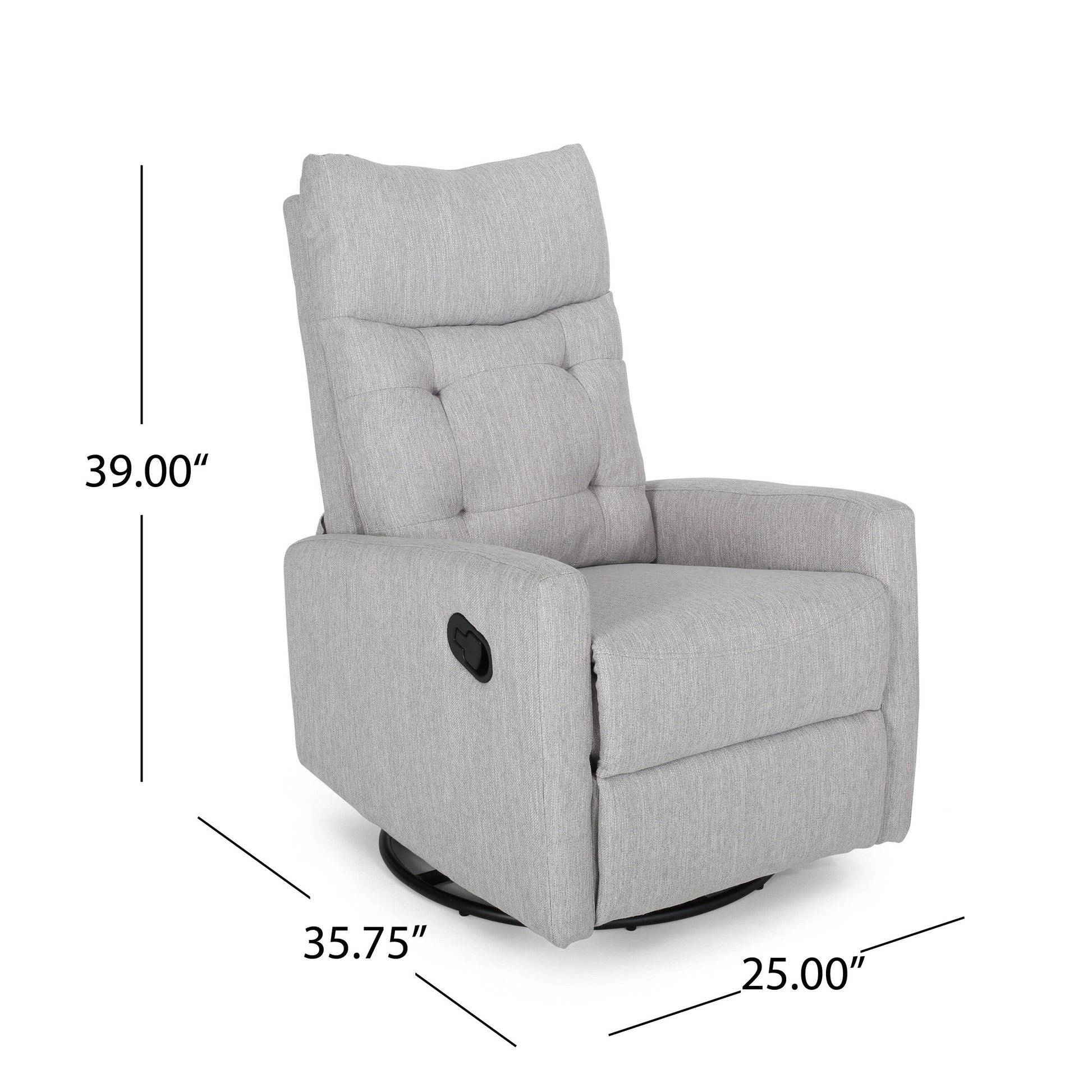 Glider Swivel Recliner Chair Light Grey Fabric