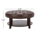 Round Ottoman Dark Brown Pu