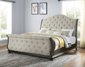 Rhapsody King Sleigh Bed Beige King Beige Faux Leather